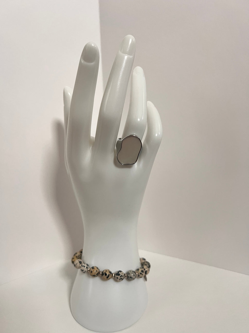 Organic Signet Ring with Mother of Pearl Inlay