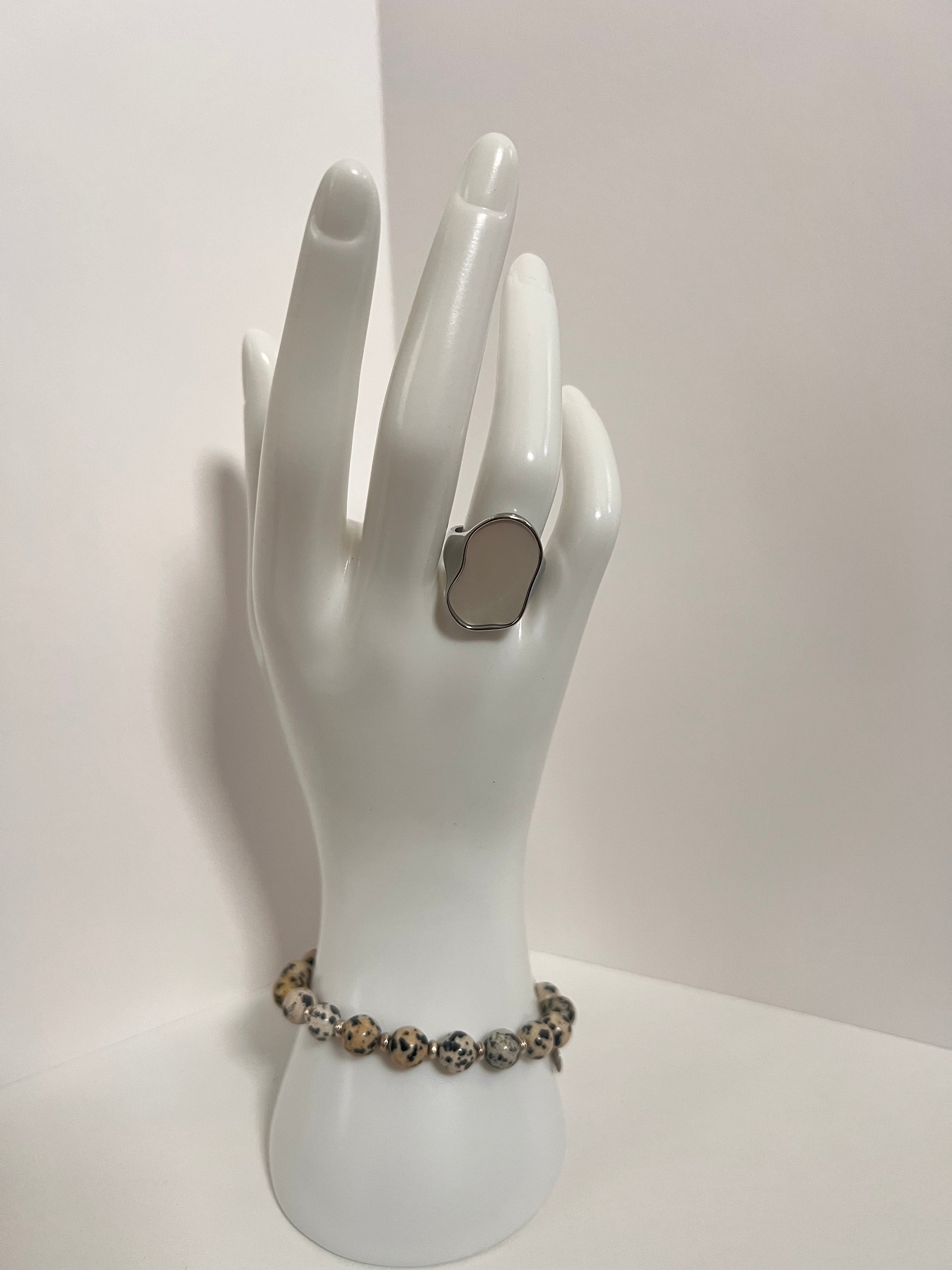 Organic Signet Ring with Mother of Pearl Inlay