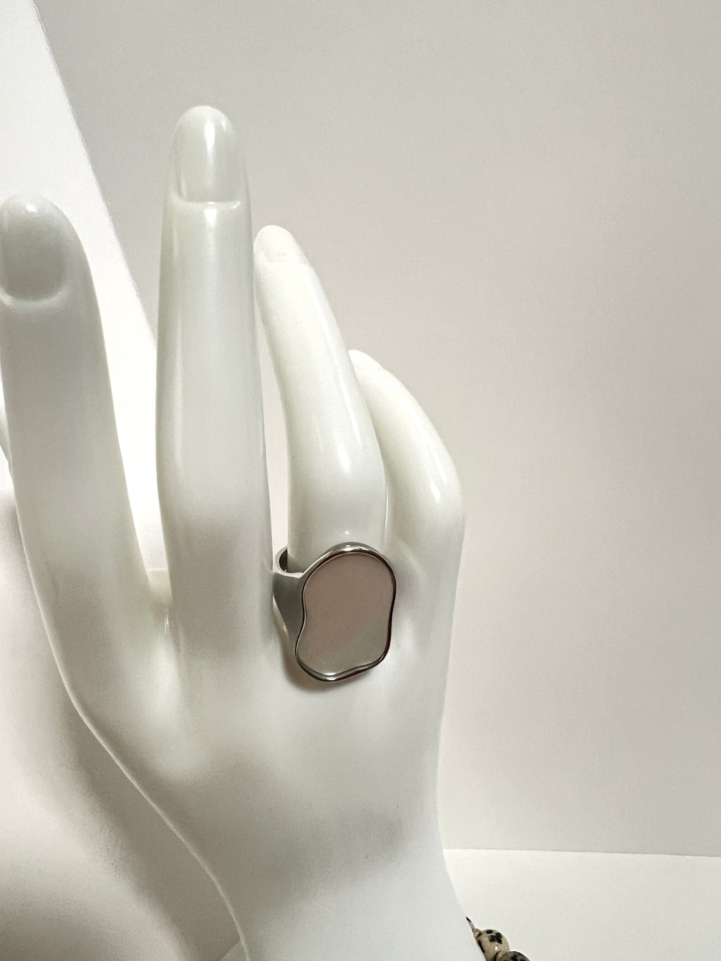 Organic Signet Ring with Mother of Pearl Inlay