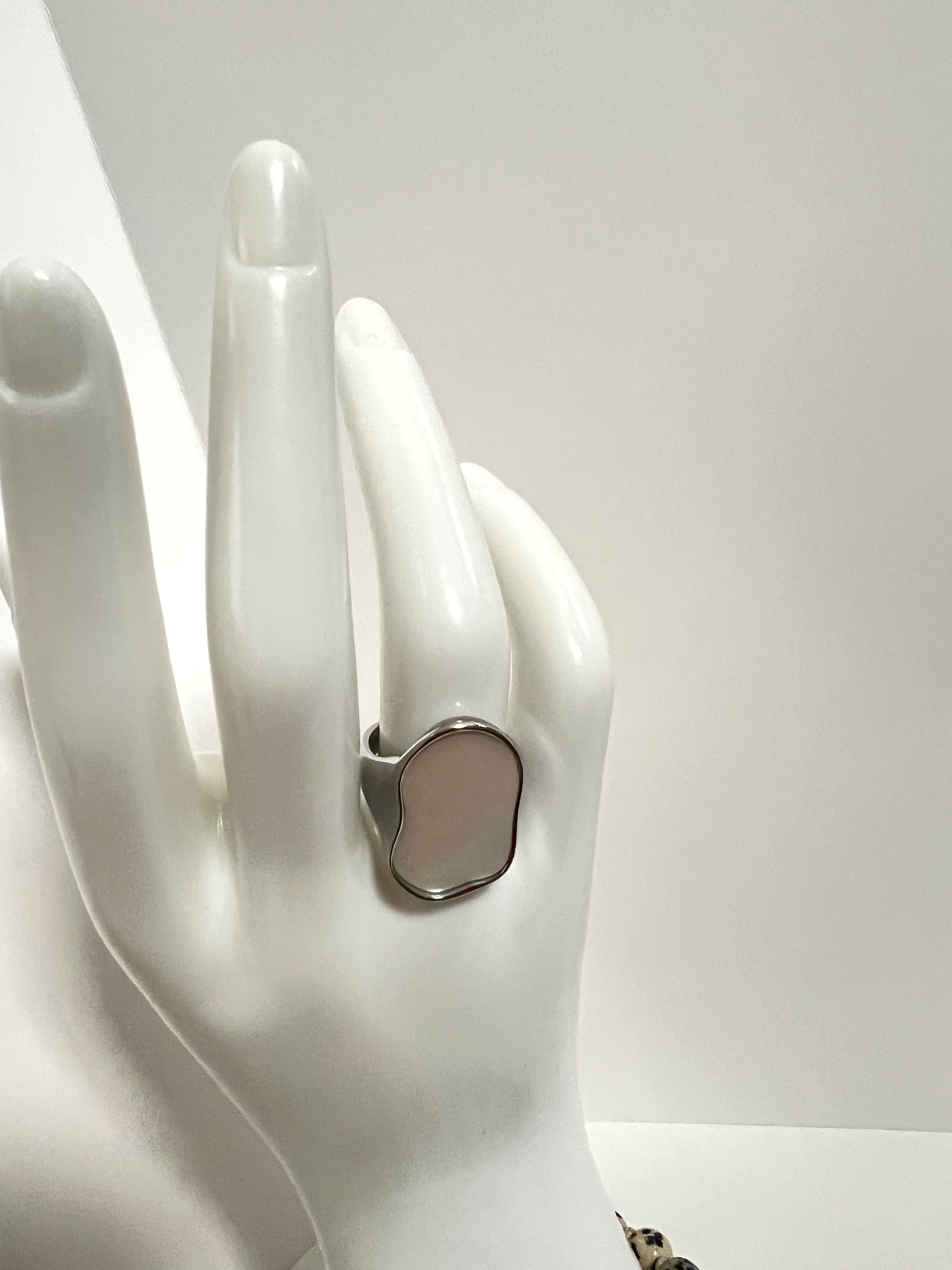 Organic Signet Ring with Mother of Pearl Inlay