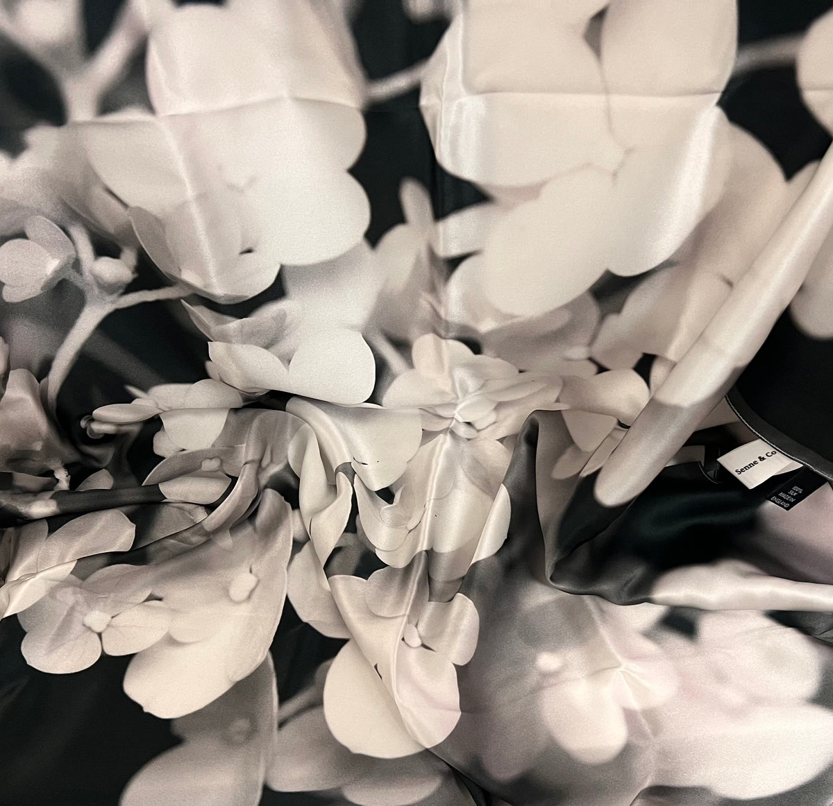 Monochrome Dreams Silk Satin Scarf