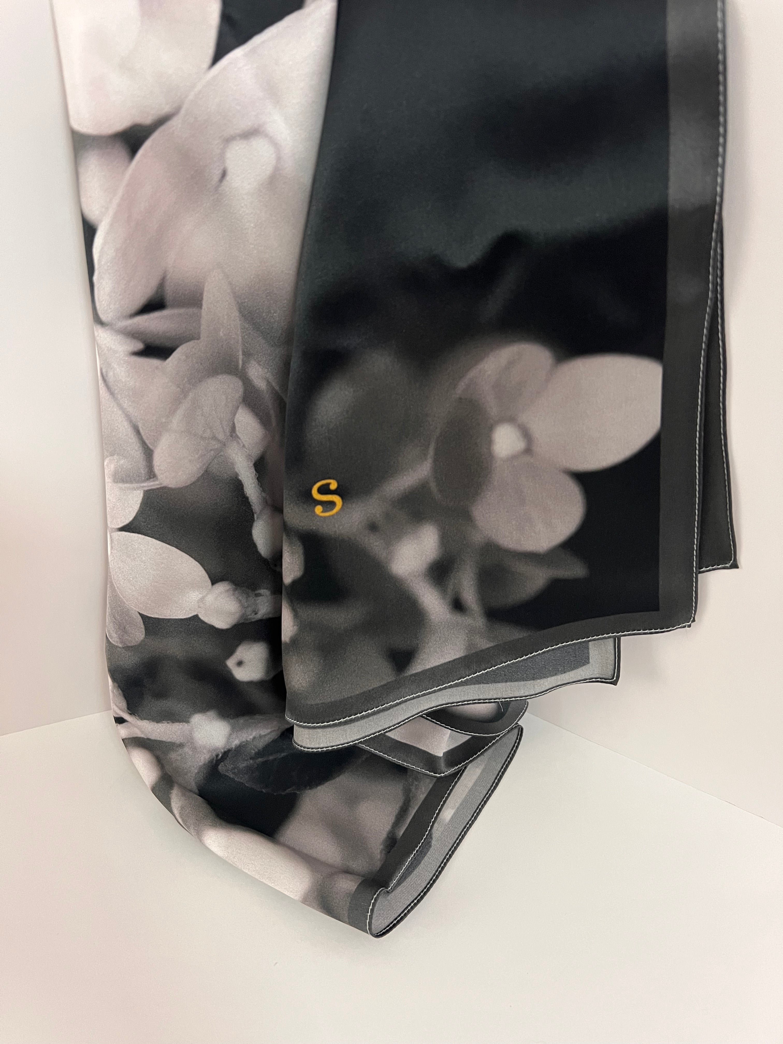 Monochrome Dreams Silk Satin Scarf
