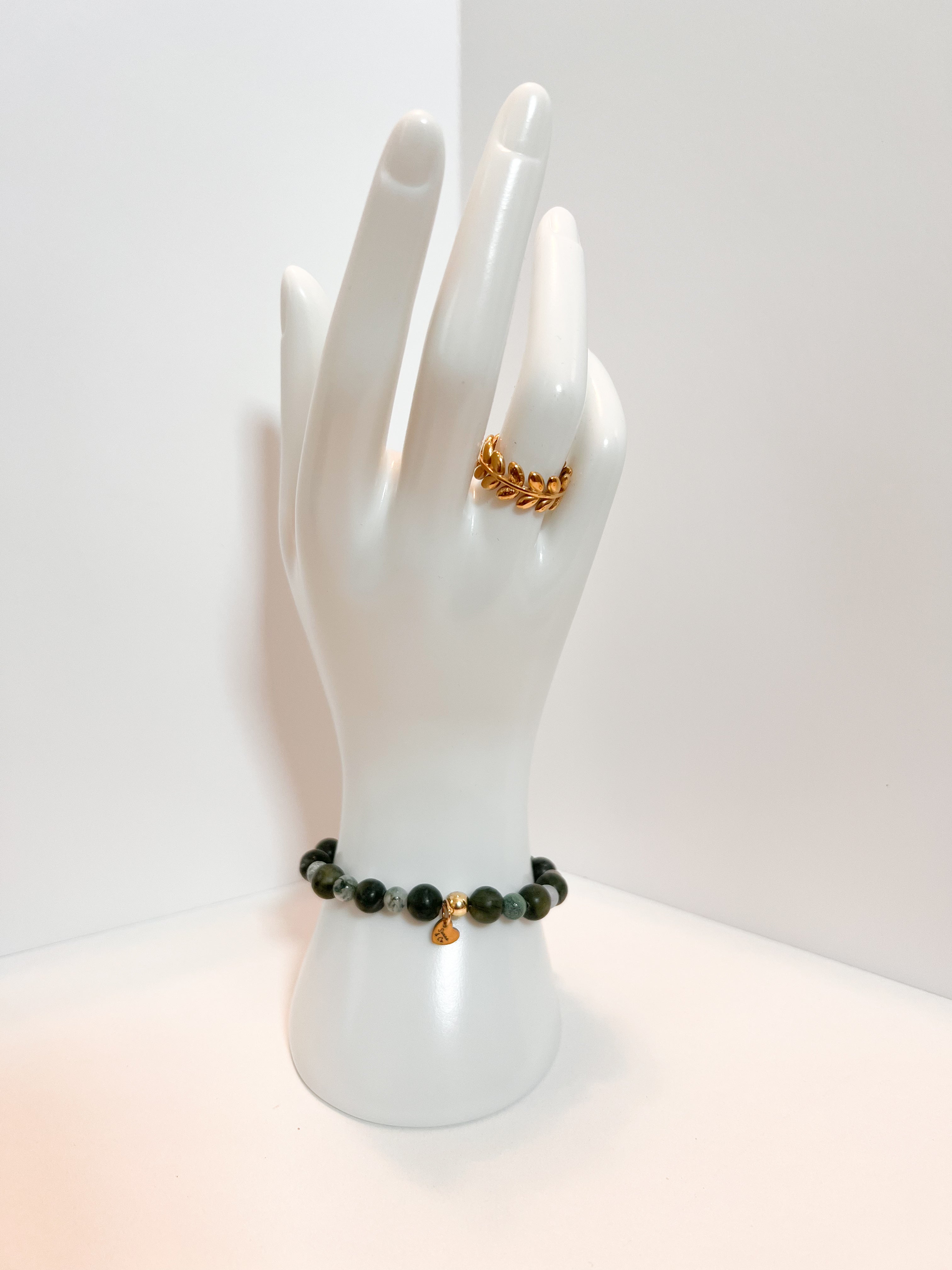 Tree Agate & Canadian Jade Bracelet