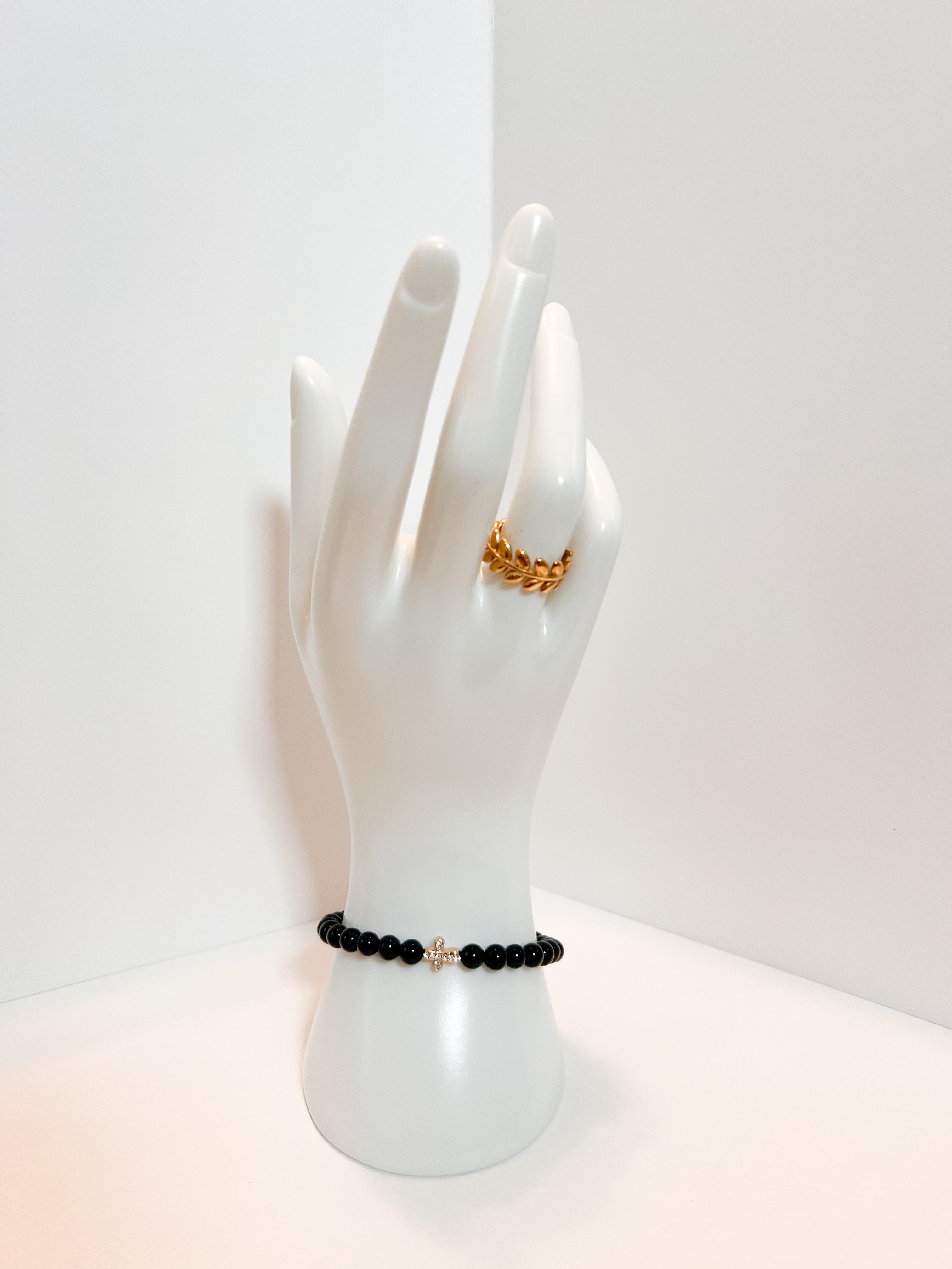 Black Onyx Cross Bracelet